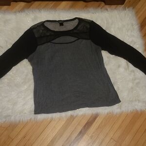 Torrid Black and Gray Mesh Long Sleeve Top